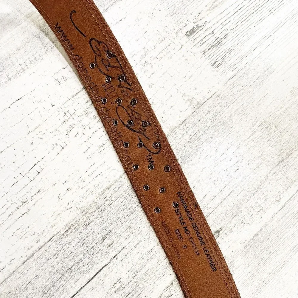 Ed Hardy 2000S Y2K Leather Handmade Belt Size S